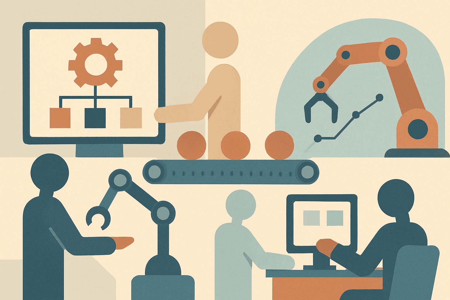 # Alt Text

Abstract geometric shapes in cool tones represent interconnected systems and technological innovation in business automation.