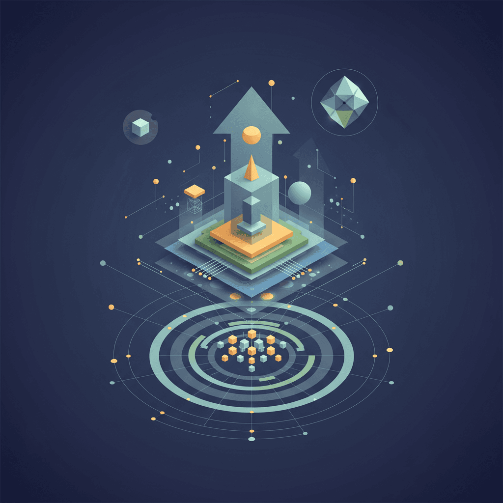 A clean, abstract geometric design with soft blues and grays, representing modern business concepts and sales strategy.